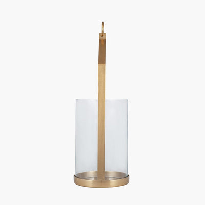 Pacific Lifestyle Accessories Clear Glass and Brass Metal Large Hurricane House of Isabella UK