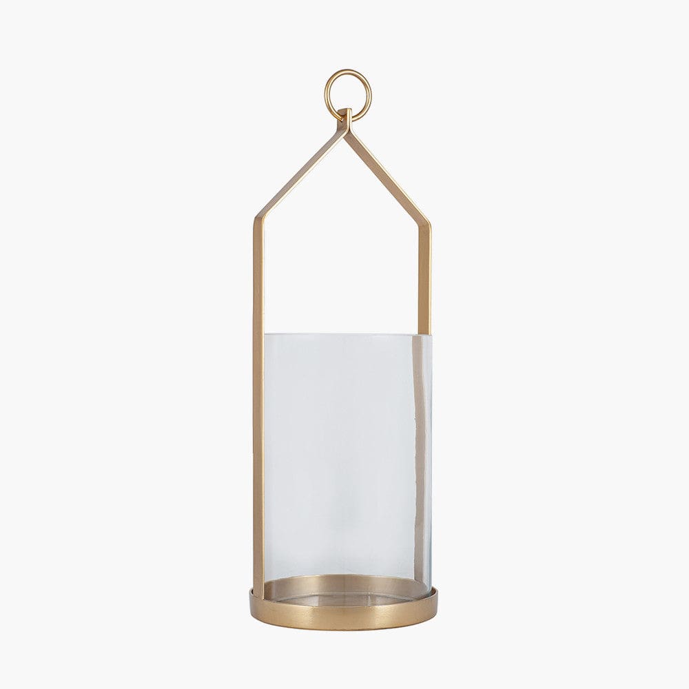 Pacific Lifestyle Accessories Clear Glass and Brass Metal Large Hurricane House of Isabella UK