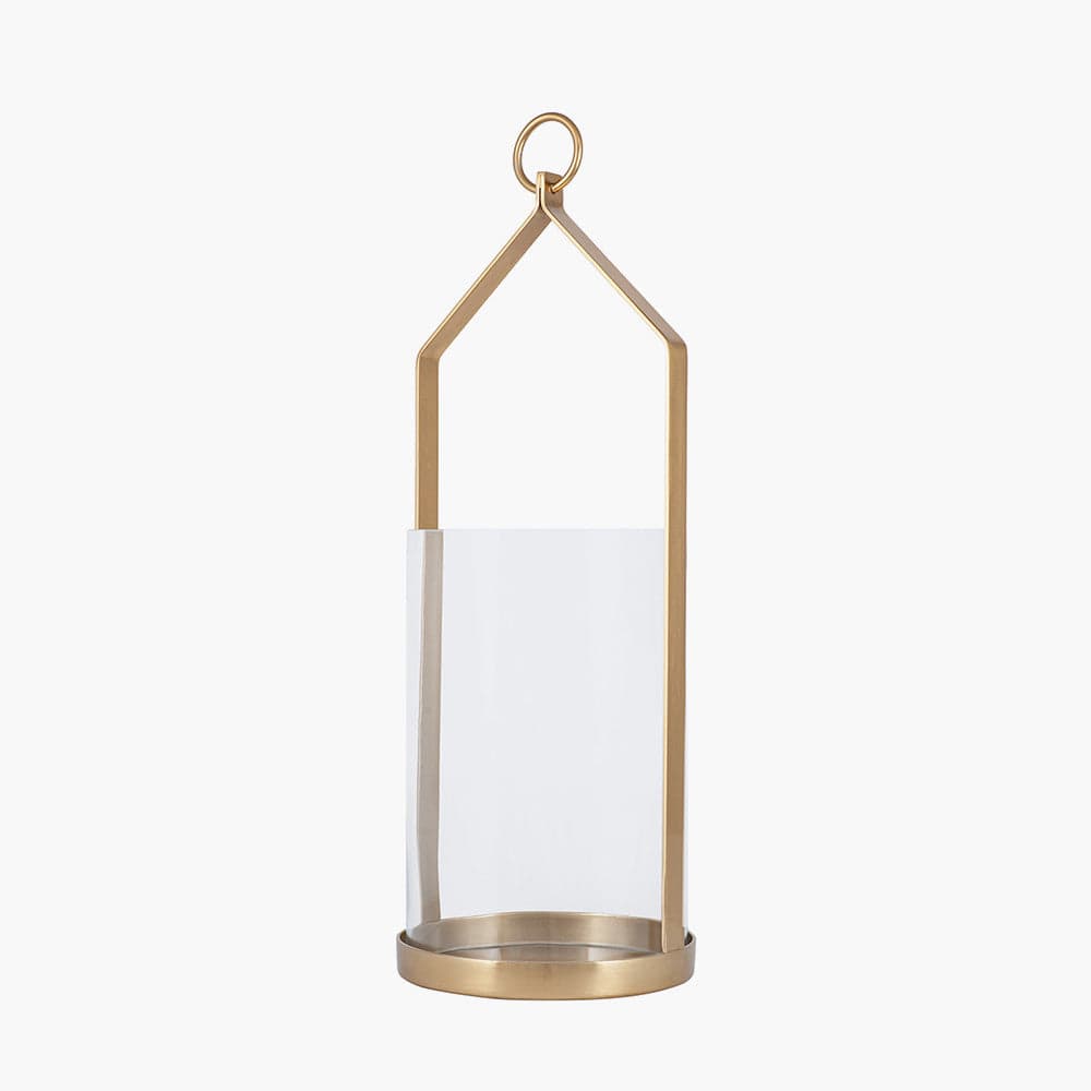 Pacific Lifestyle Accessories Clear Glass and Brass Metal Large Hurricane House of Isabella UK