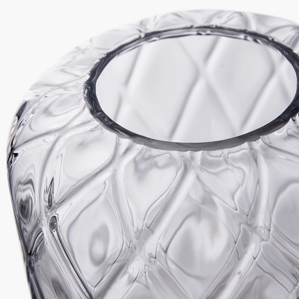 Clear Glass Diamond Optic Vase Large.