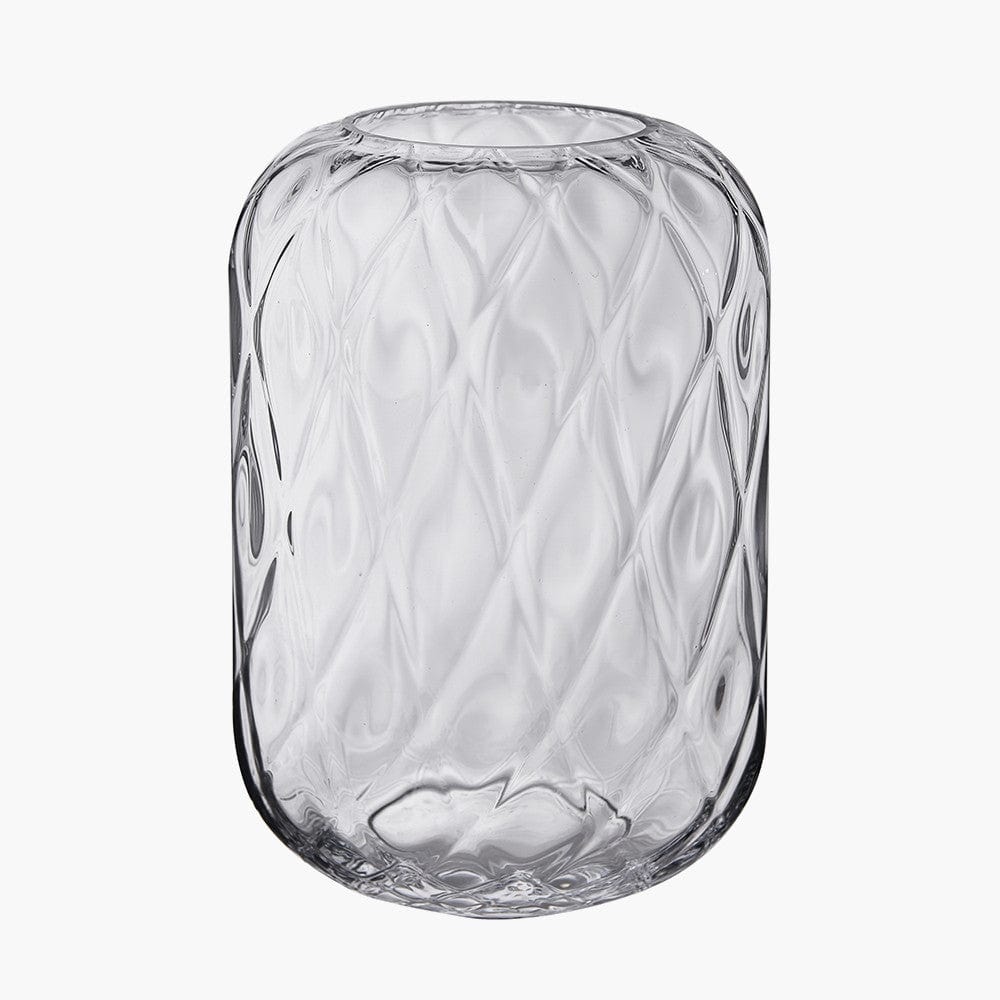 Clear Glass Diamond Optic Vase Large.