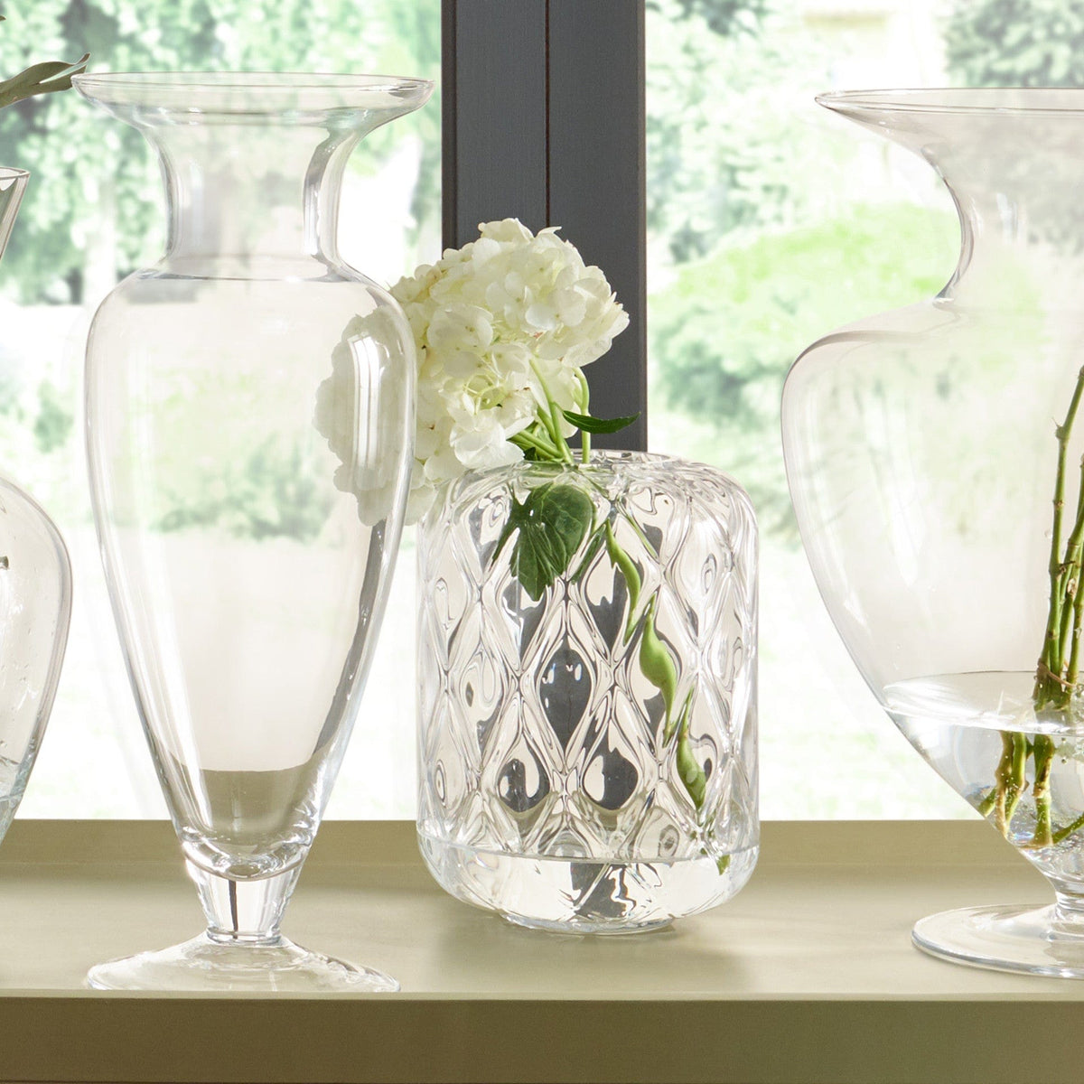 Clear Glass Diamond Optic Vase Small.