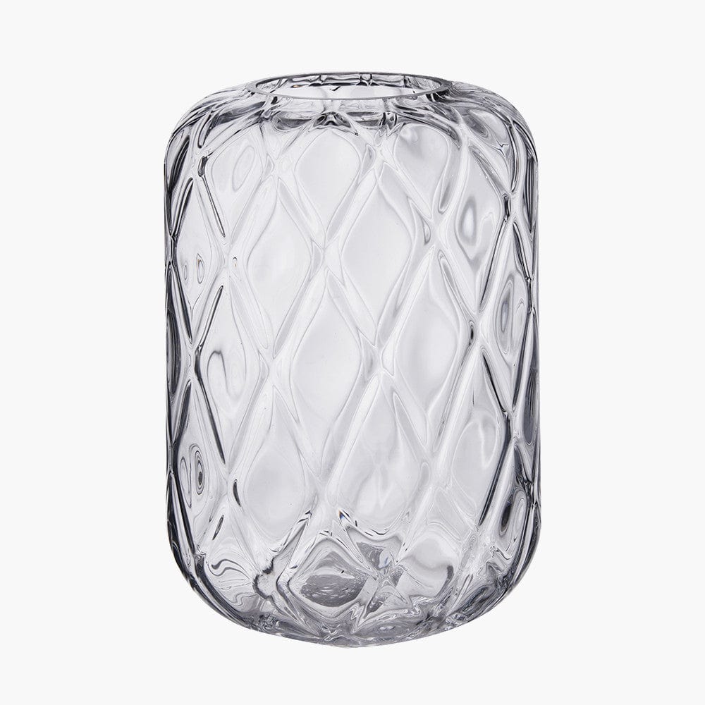 Clear Glass Diamond Optic Vase Small.