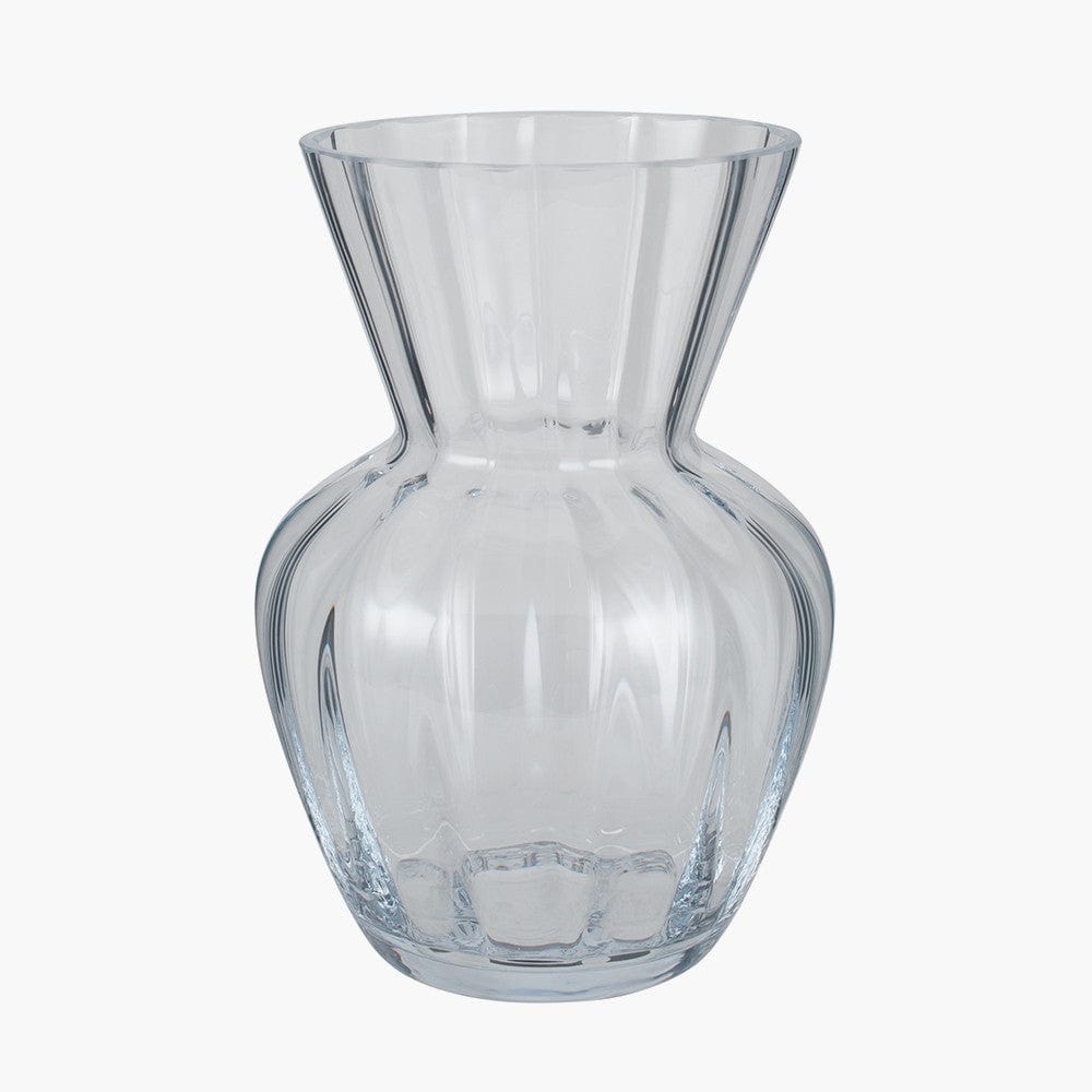 Clear Glass Striped Optic Posy Vase Small.