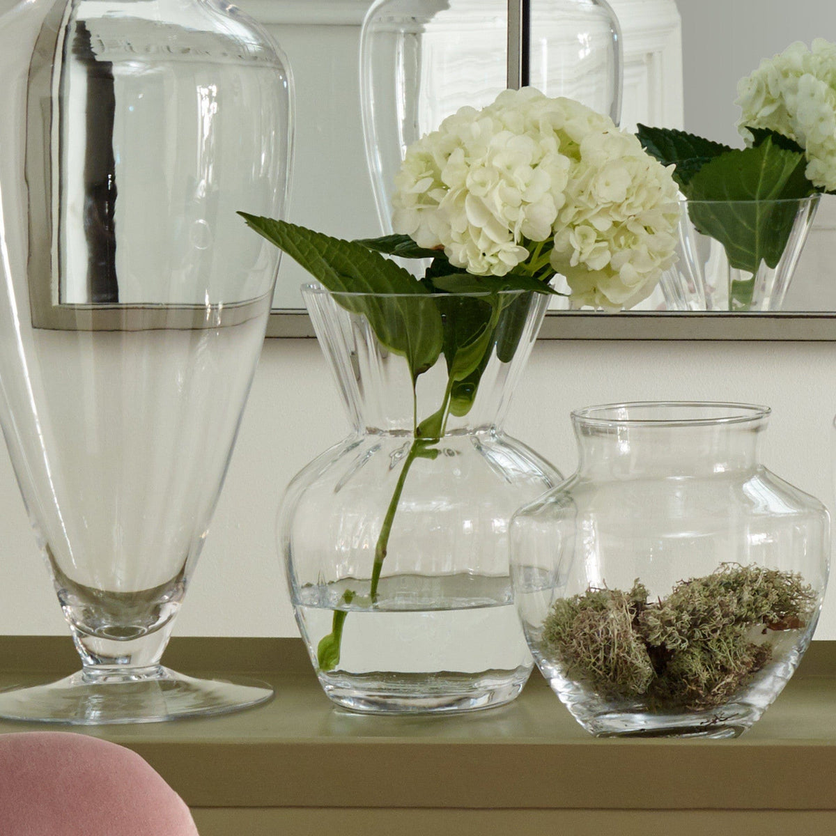 Clear Glass Striped Optic Posy Vase Small.