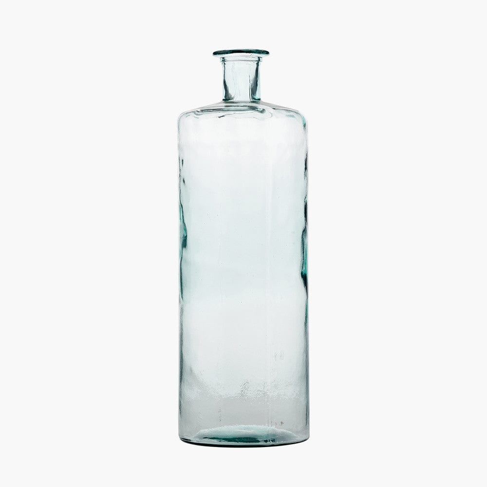 Clear Recycled Glass Tall Bottle Vase.