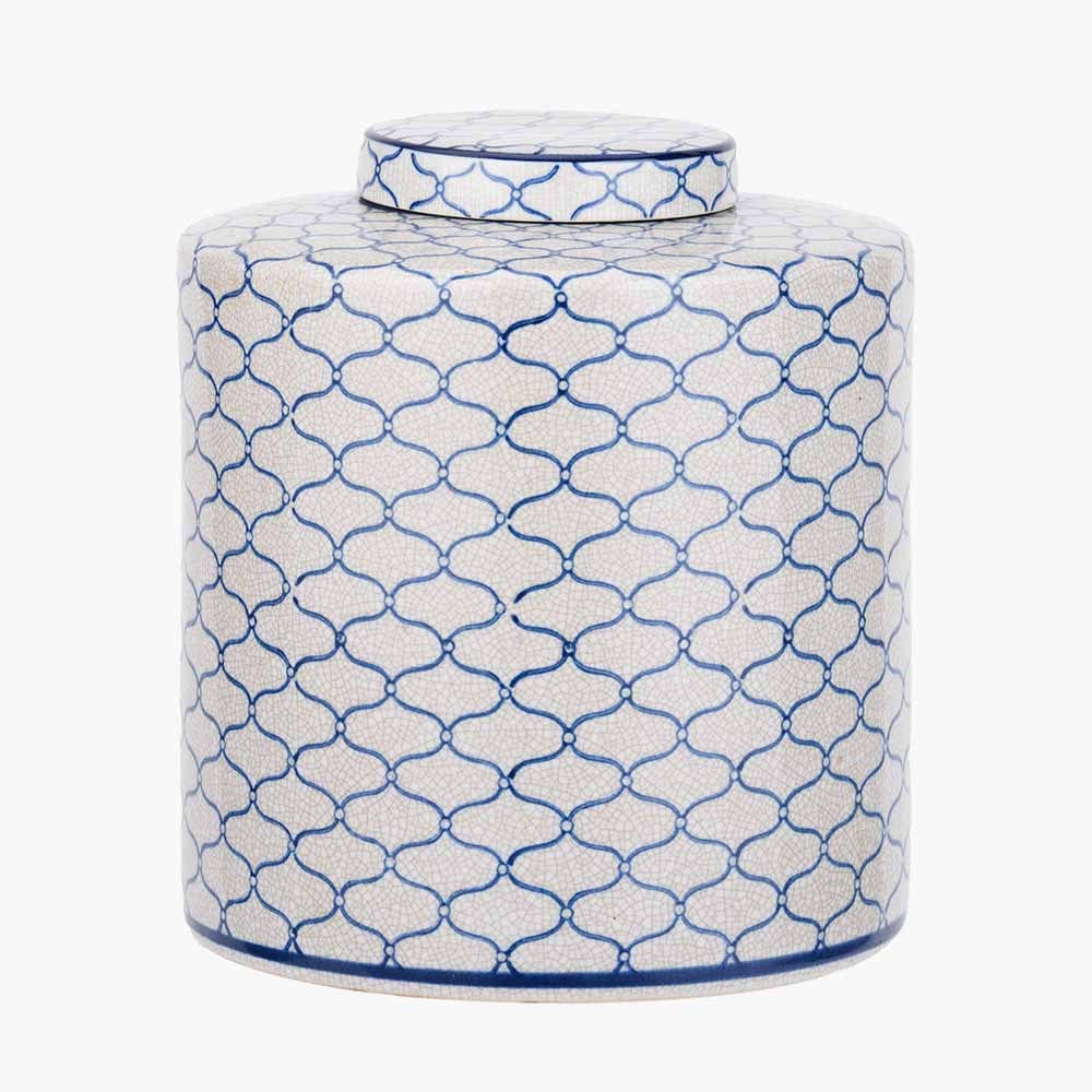 Demetri Grey and Blue Ceramic Lidded Ginger Jar.