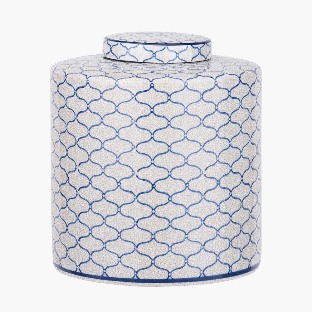 Demetri Grey and Blue Ceramic Lidded Ginger Jar.