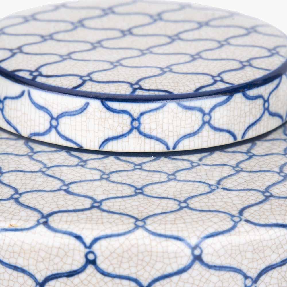 Demetri Grey and Blue Ceramic Lidded Ginger Jar.