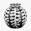 Elkorn Black and White Ceramic Coral Design Lidded Ginger Jar.