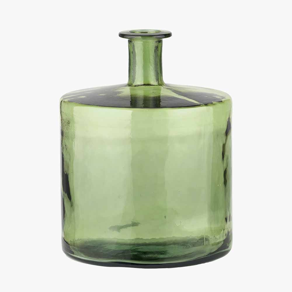 Forest Green Recycled Glass Bottle Vase.