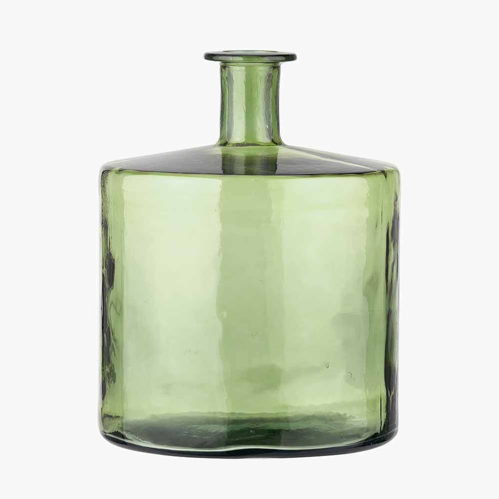 Forest Green Recycled Glass Bottle Vase.