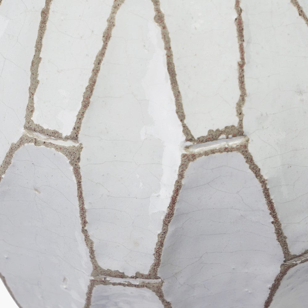 Gaudi White Stoneware Geometric Design Vase.