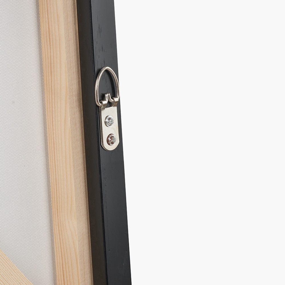 Gold and Blue Tone Abstract Canvas with Black Frame.