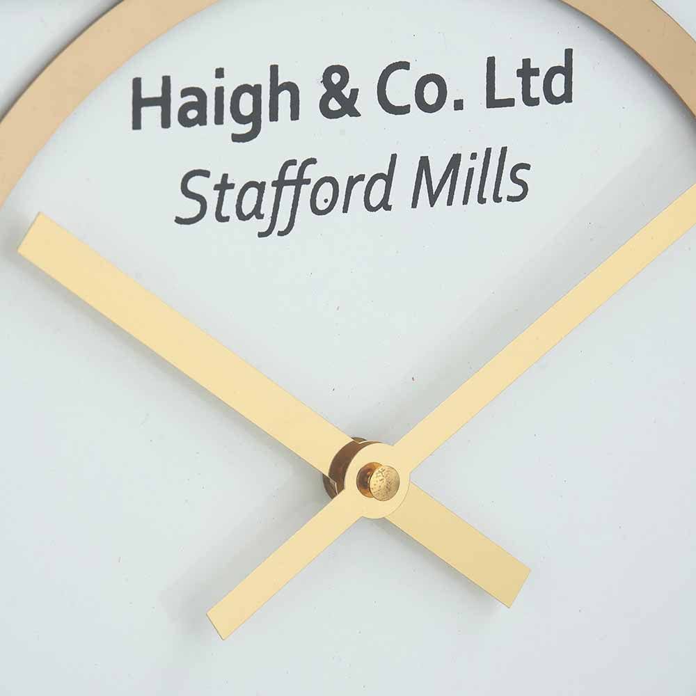 Gold Metal and White Face Round Wall Clock.