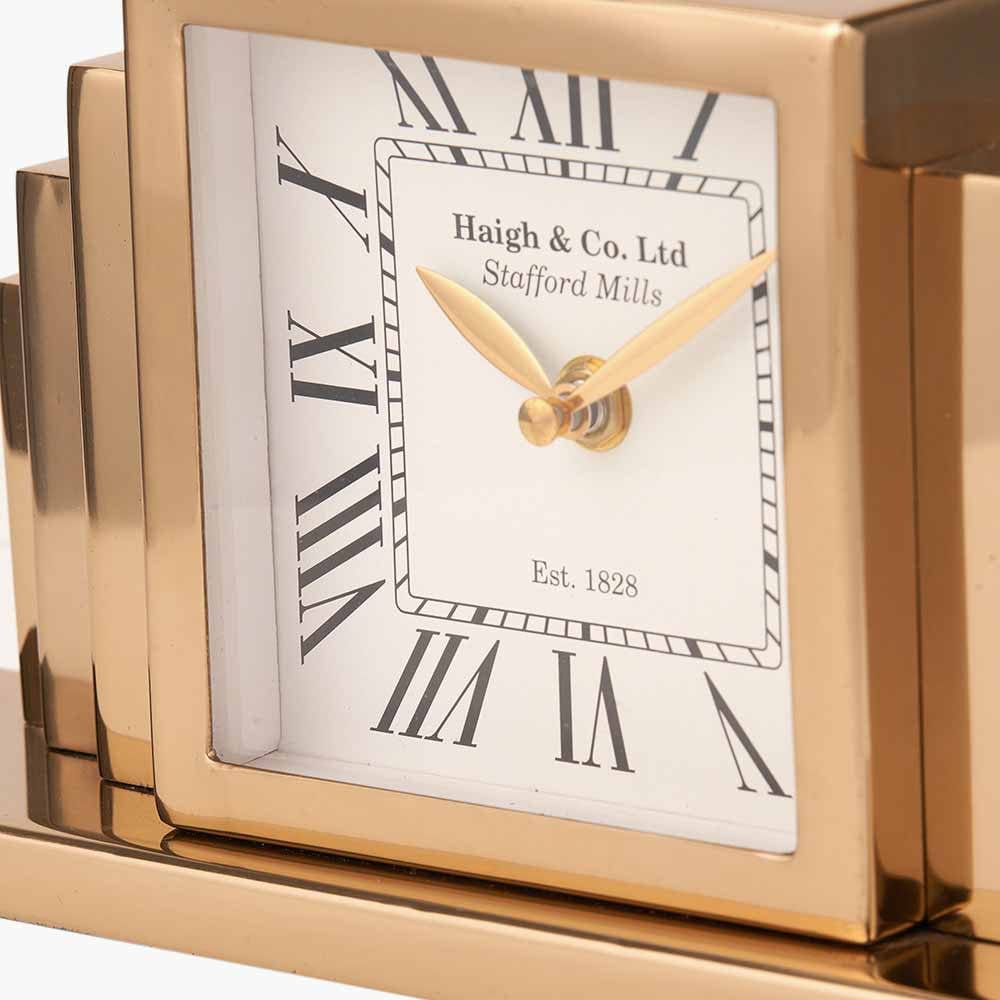 Gold Metal Art Deco Table Clock.