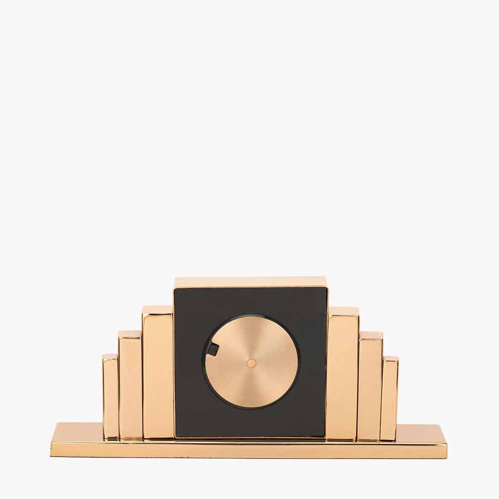 Gold Metal Art Deco Table Clock.