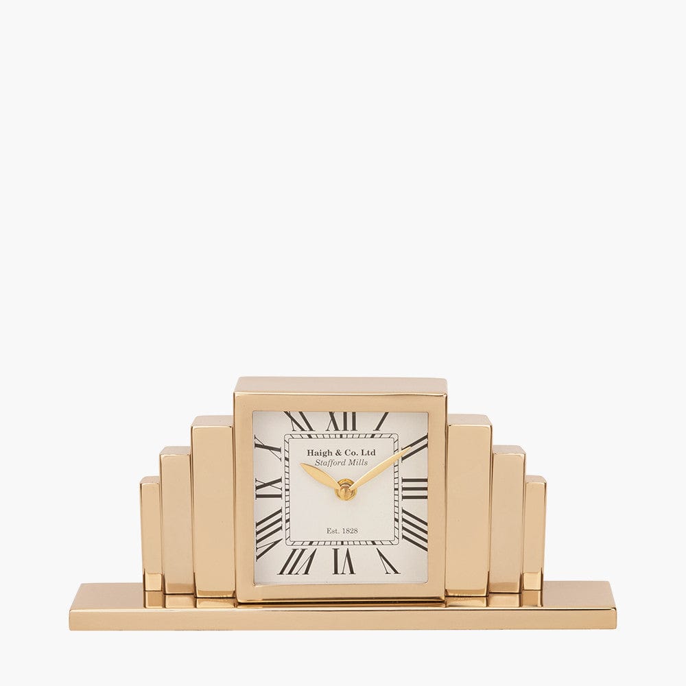 Gold Metal Art Deco Table Clock.