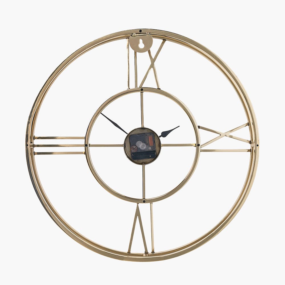 Gold Metal Double Framed Wall Clock.
