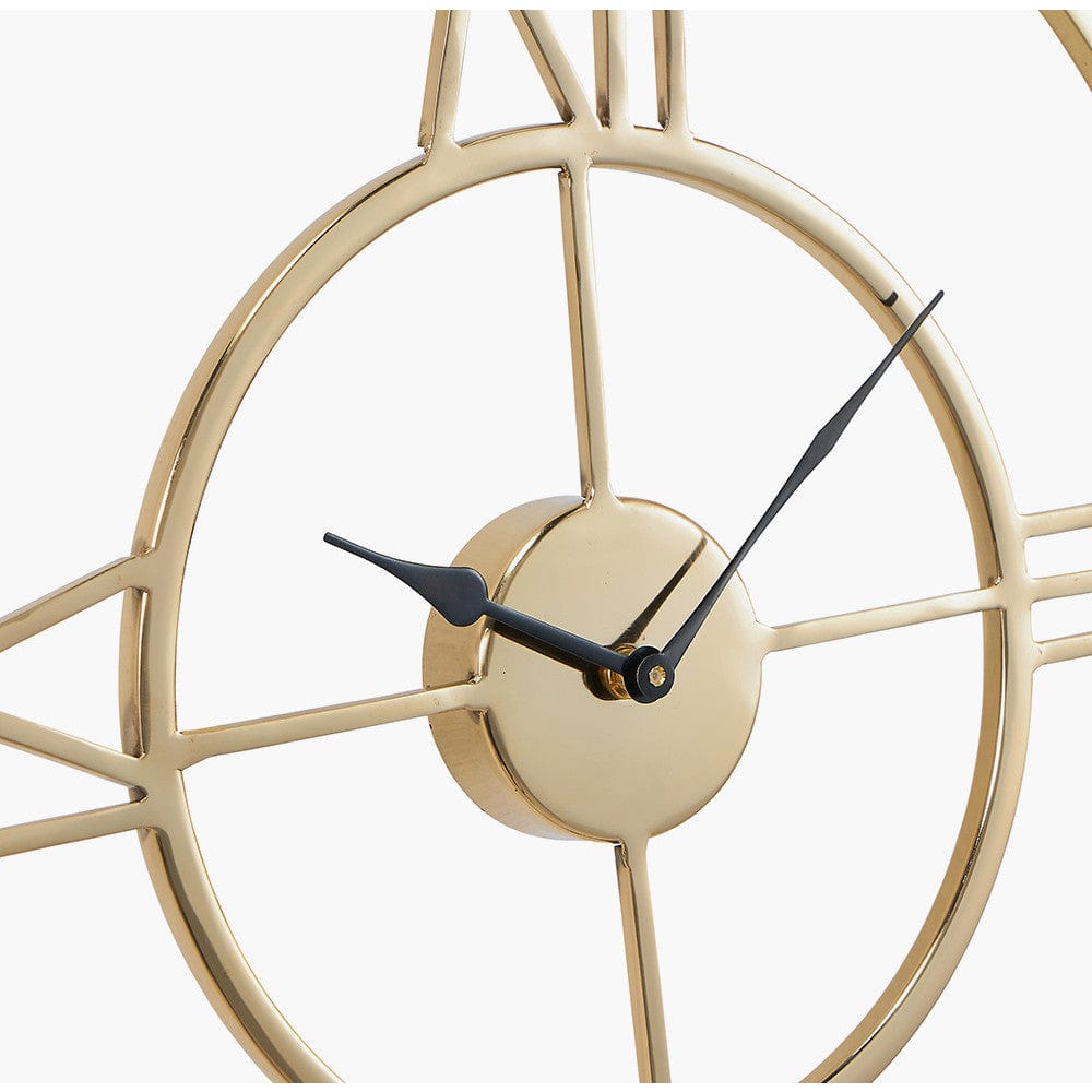 Gold Metal Double Framed Wall Clock.