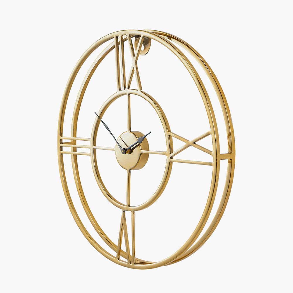Gold Metal Double Framed Wall Clock.