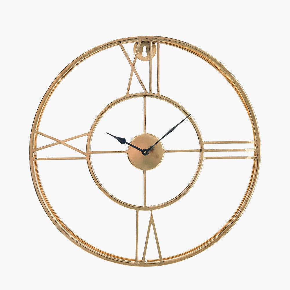 Gold Metal Double Framed Wall Clock.