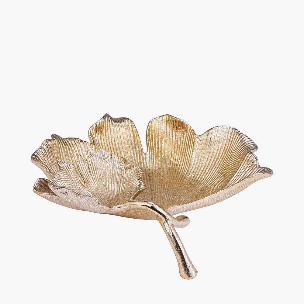 Pacific Lifestyle Accessories Gold Metal Dual Gingko Leaf Bowl House of Isabella UK