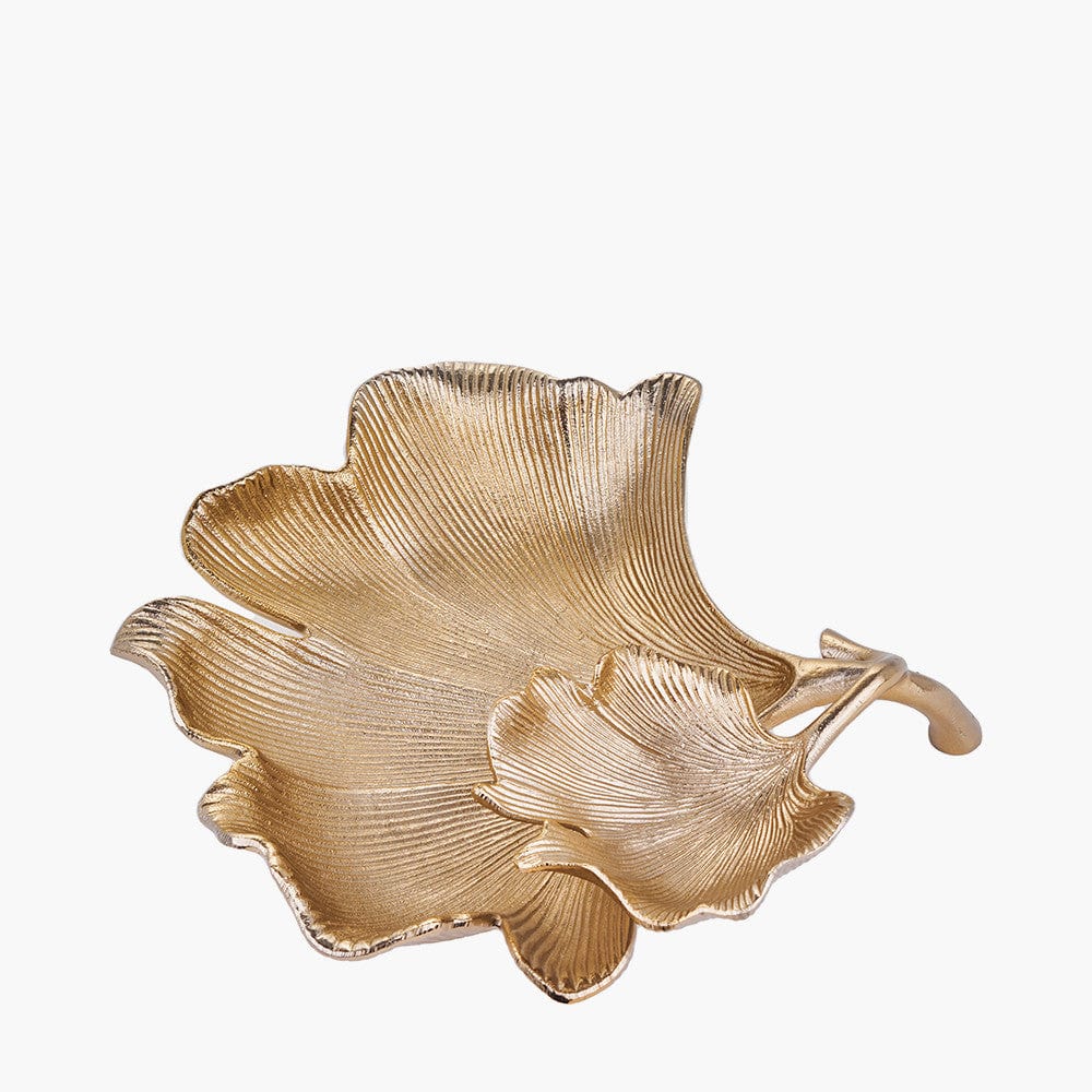 Pacific Lifestyle Accessories Gold Metal Dual Gingko Leaf Bowl House of Isabella UK