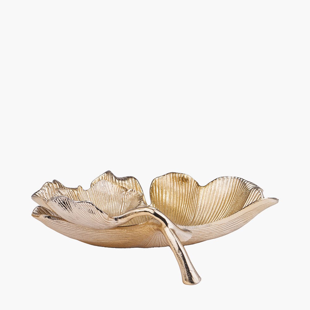 Pacific Lifestyle Accessories Gold Metal Dual Gingko Leaf Bowl House of Isabella UK