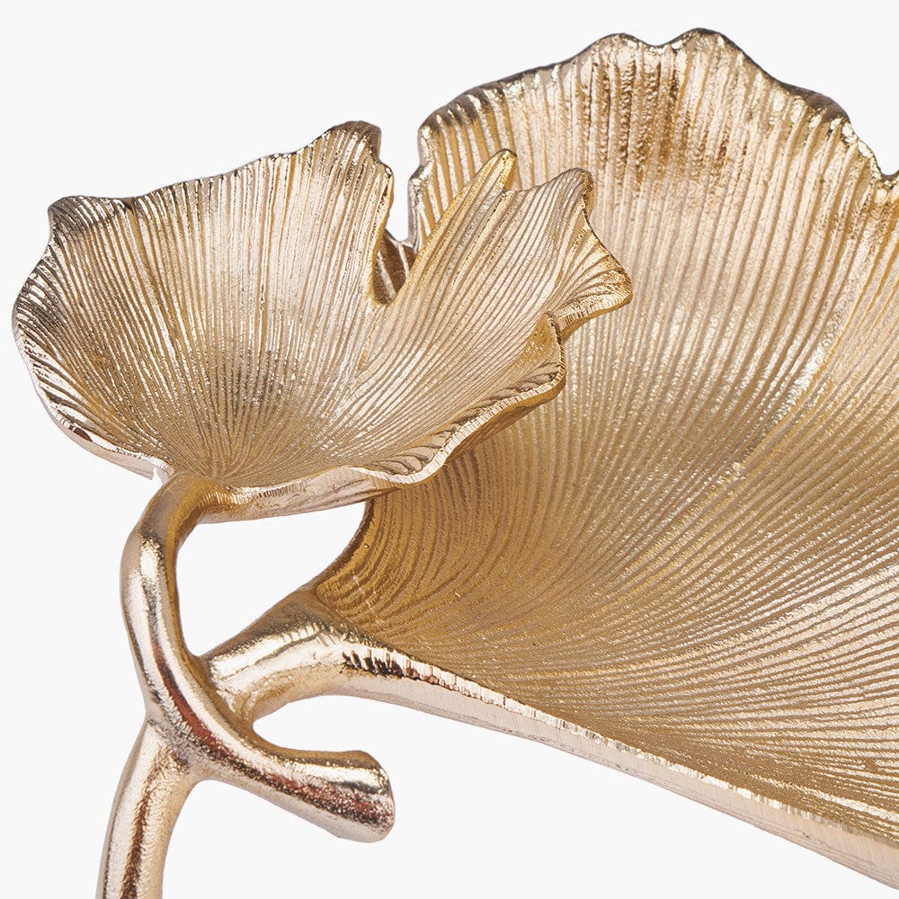 Pacific Lifestyle Accessories Gold Metal Dual Gingko Leaf Bowl House of Isabella UK