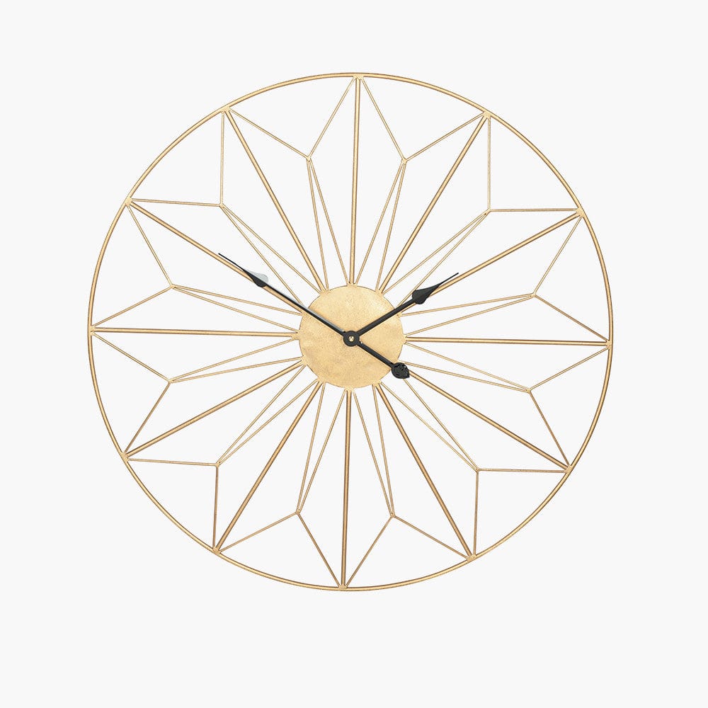 Gold Metal Geo Design Round Wall Clock.