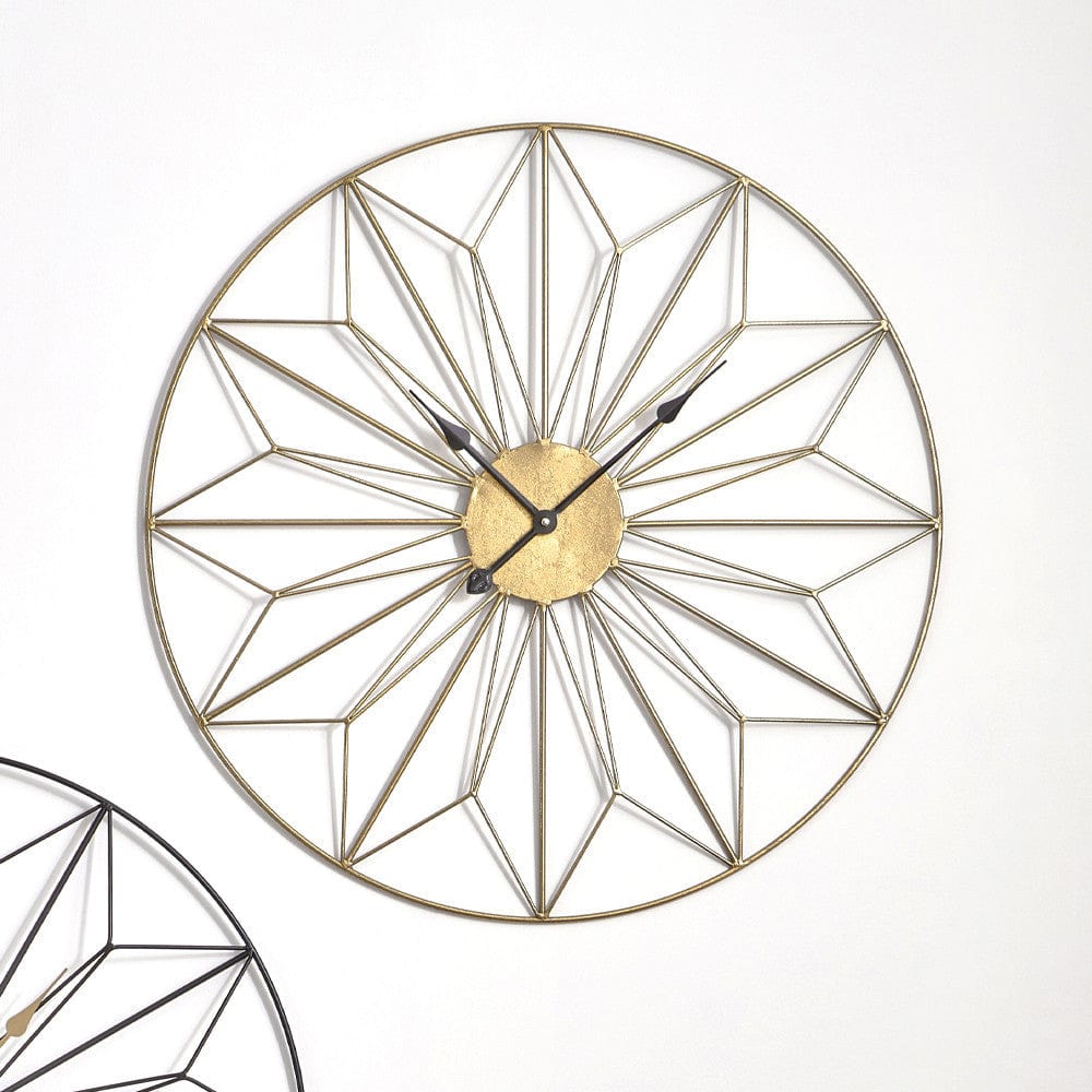 Gold Metal Geo Design Round Wall Clock.