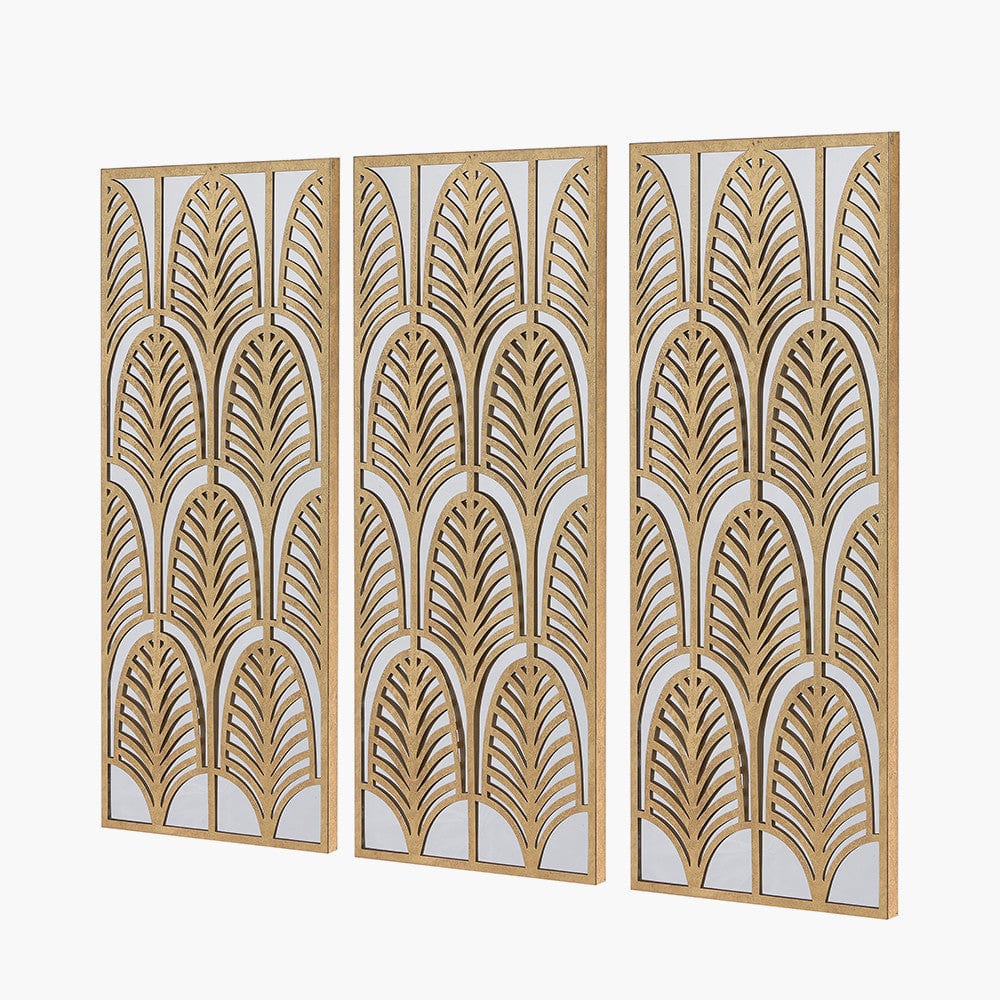 Pacific Lifestyle Accessories Gold Metal Rectangular Mirrored Wall Art House of Isabella UK