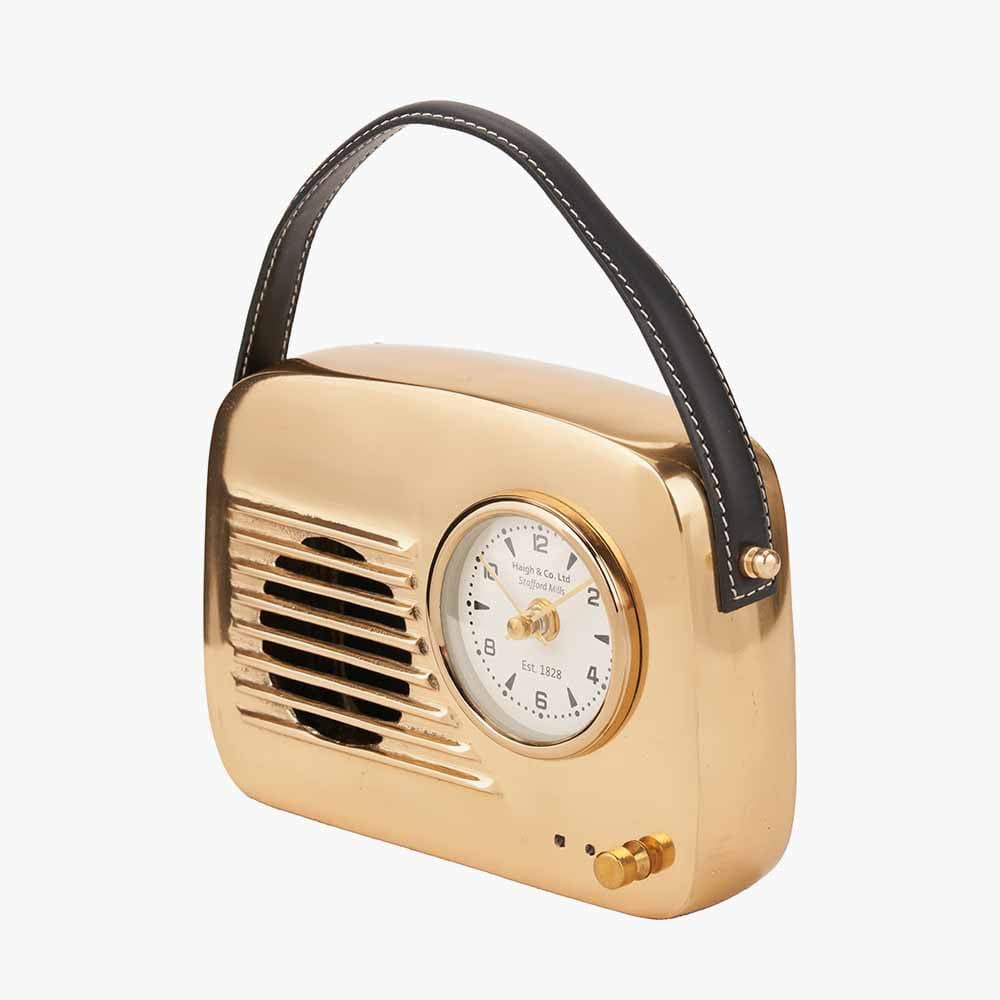 Gold Metal Retro Radio Style Table Clock.