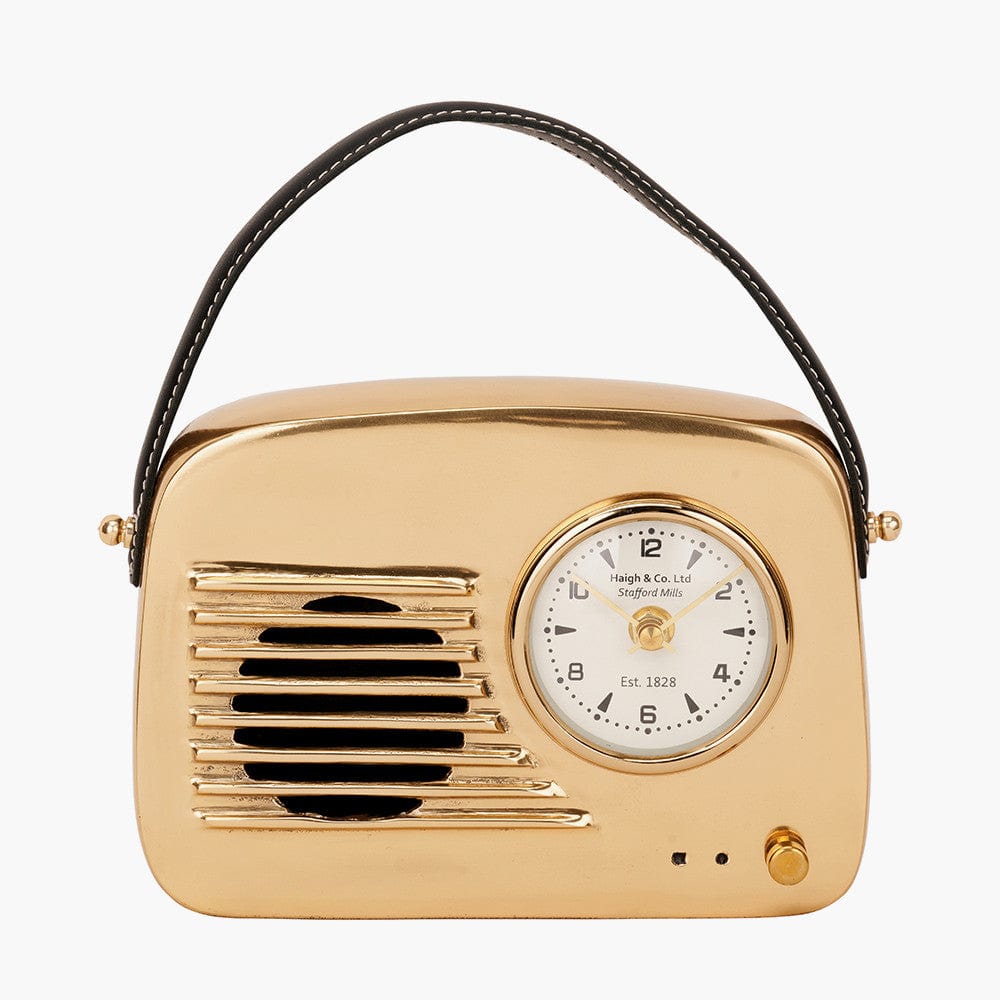 Gold Metal Retro Radio Style Table Clock.