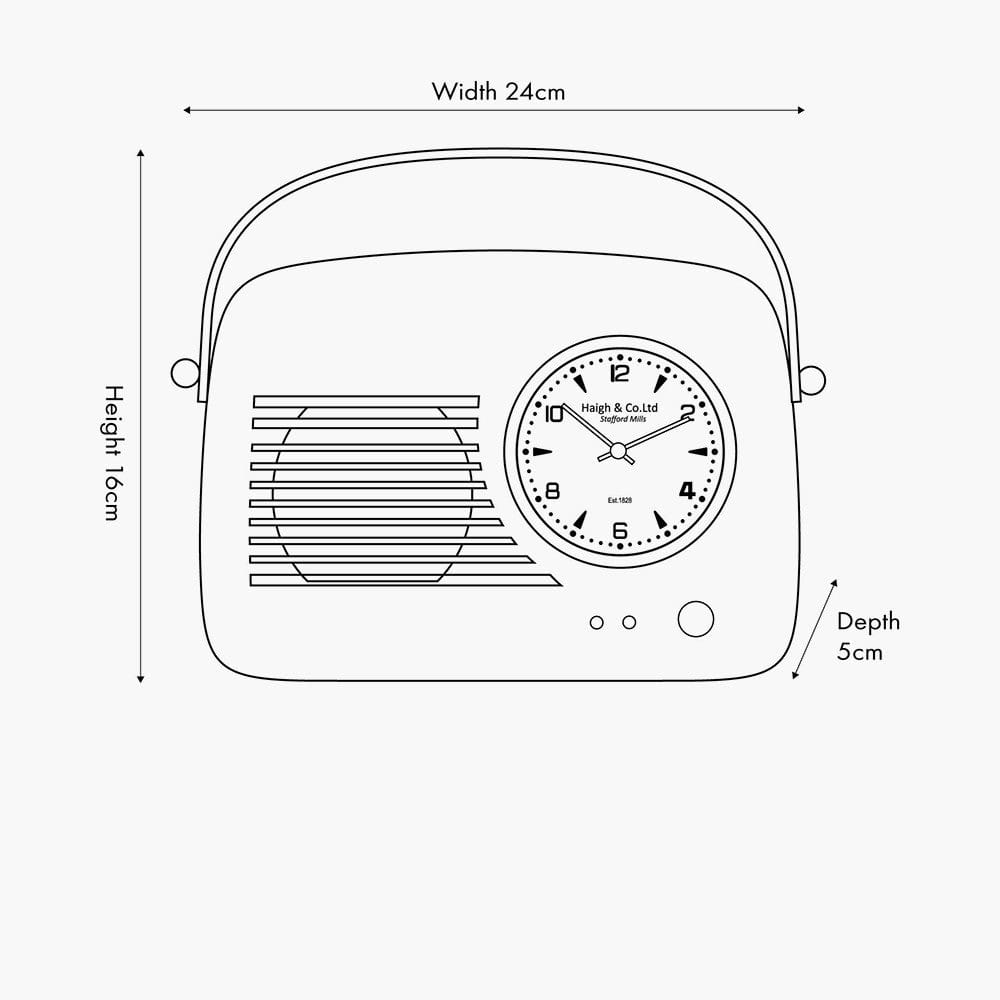 Gold Metal Retro Radio Style Table Clock.