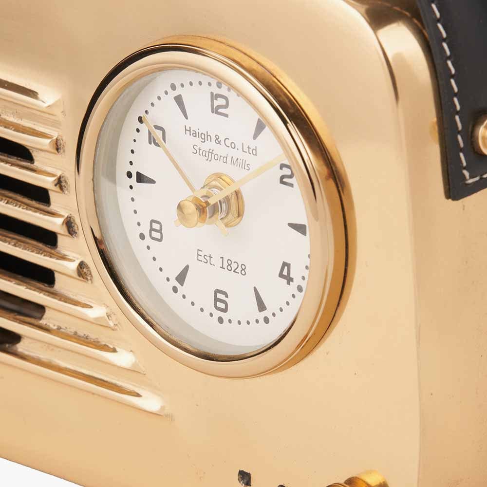 Gold Metal Retro Radio Style Table Clock.