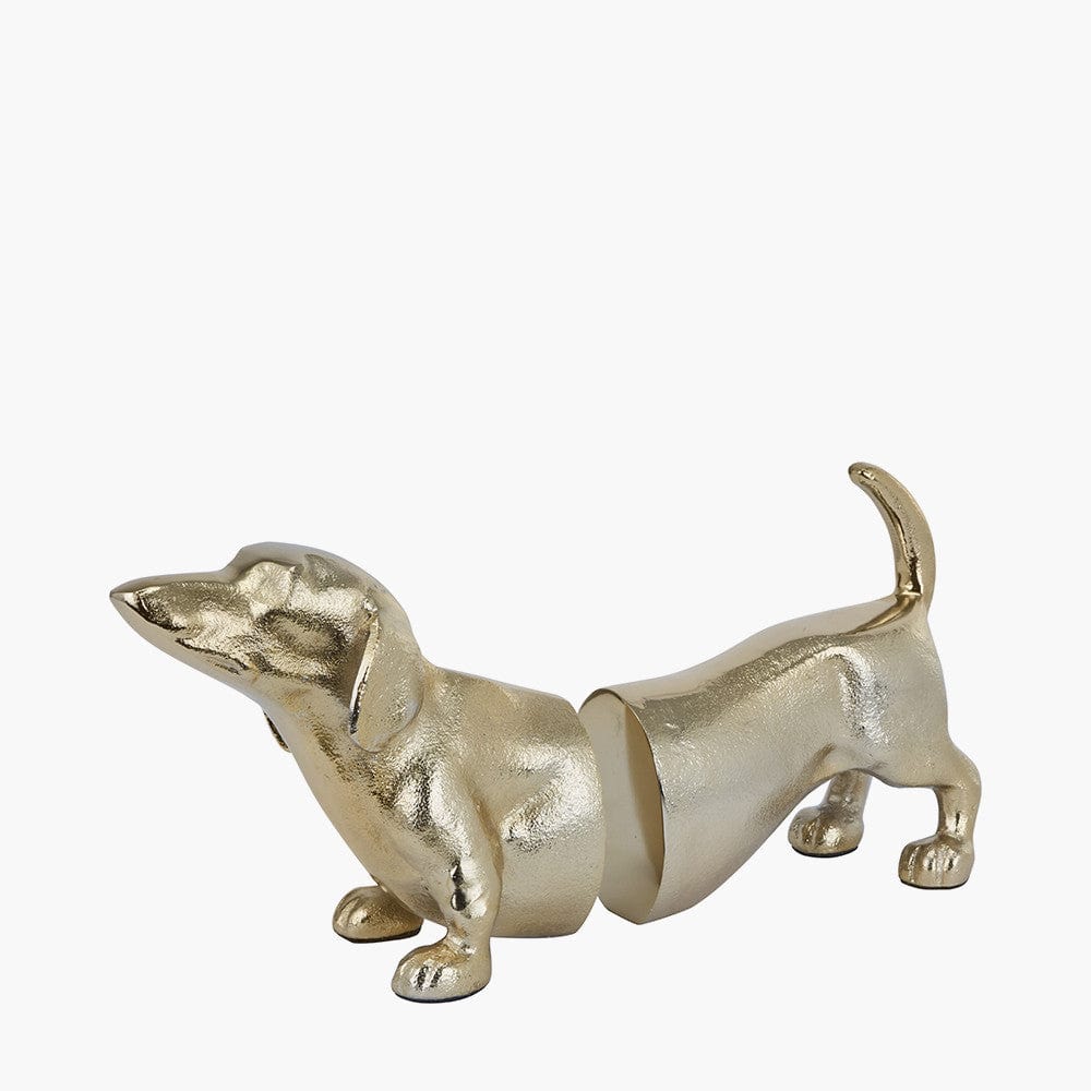 Gold Metal Sausage Dog Book Ends.