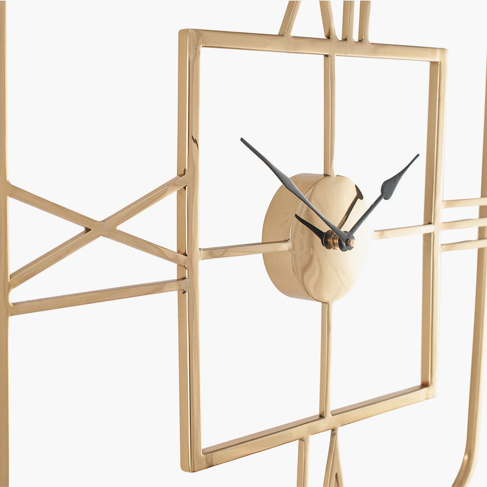 Pacific Lifestyle Accessories Gold Metal Square Wall Clock House of Isabella UK