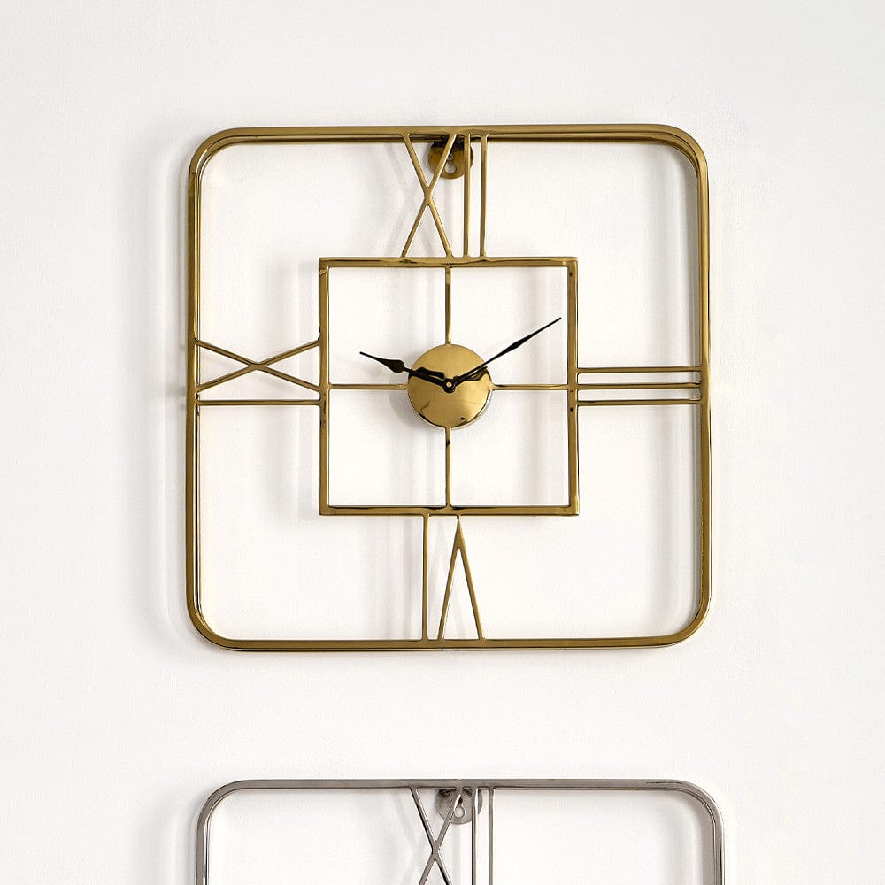 Pacific Lifestyle Accessories Gold Metal Square Wall Clock House of Isabella UK