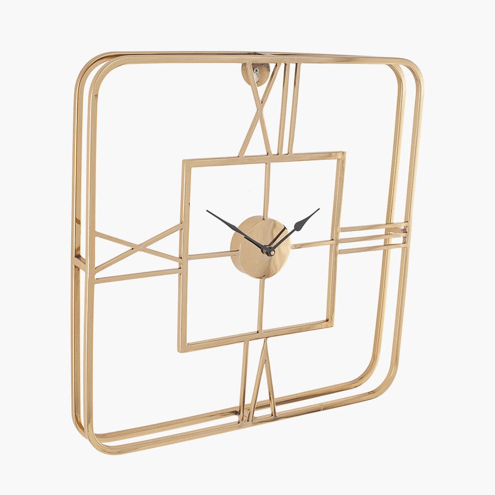 Pacific Lifestyle Accessories Gold Metal Square Wall Clock House of Isabella UK