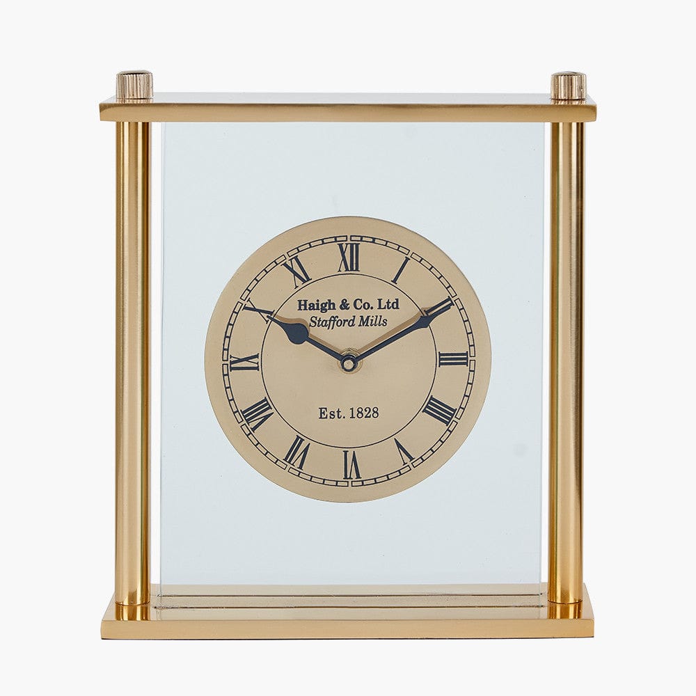 Gold Square Framed Standing Table Clock.