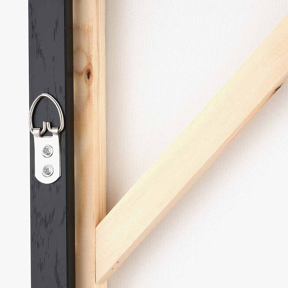 Grey and White Abstract Canvas with Black Frame.