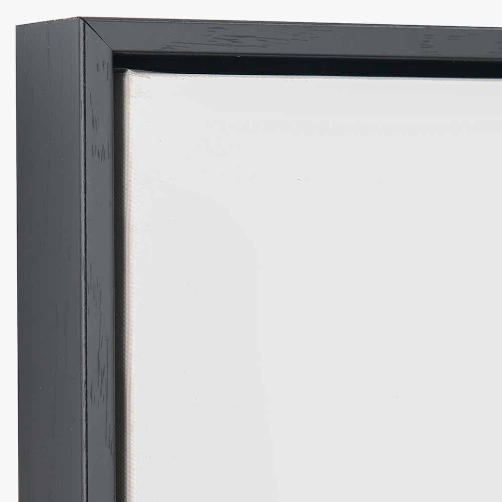 Grey and White Abstract Canvas with Black Frame.