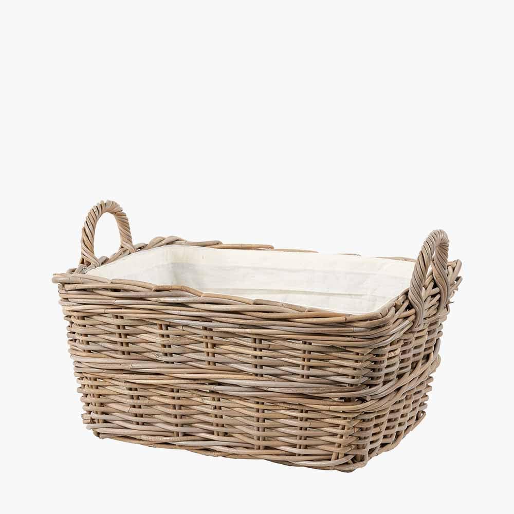 Grey Kubu Rectangular Handled Laundry Basket.