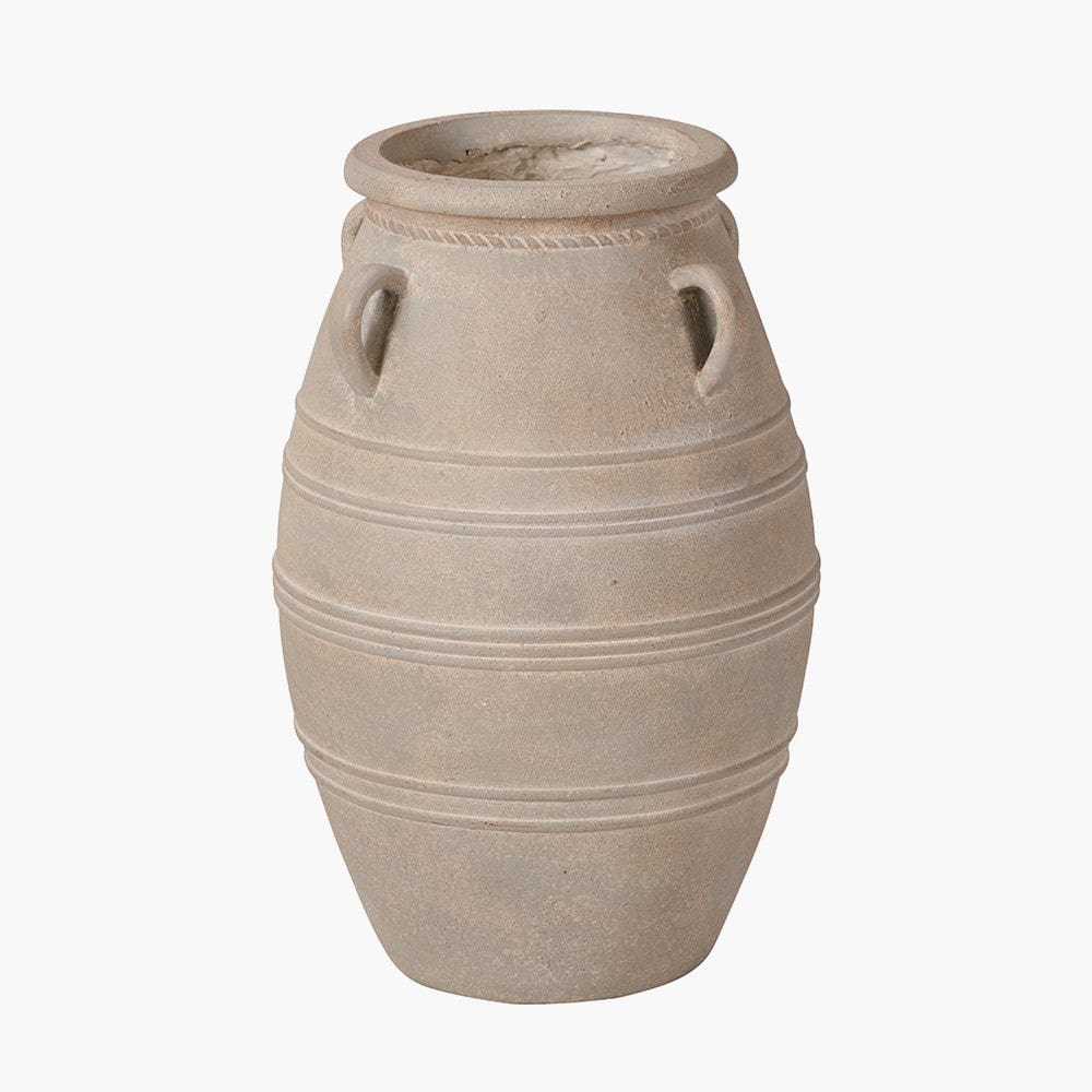 Grey Wash Fibrestone Decorative Vase with Handles.