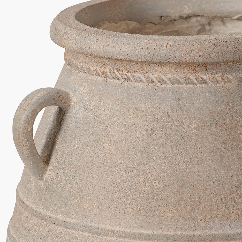 Grey Wash Fibrestone Decorative Vase with Handles.