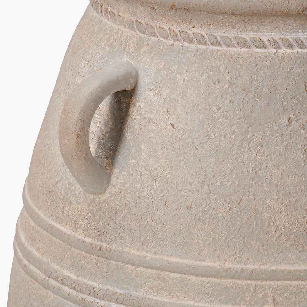 Grey Wash Fibrestone Decorative Vase with Handles Large.
