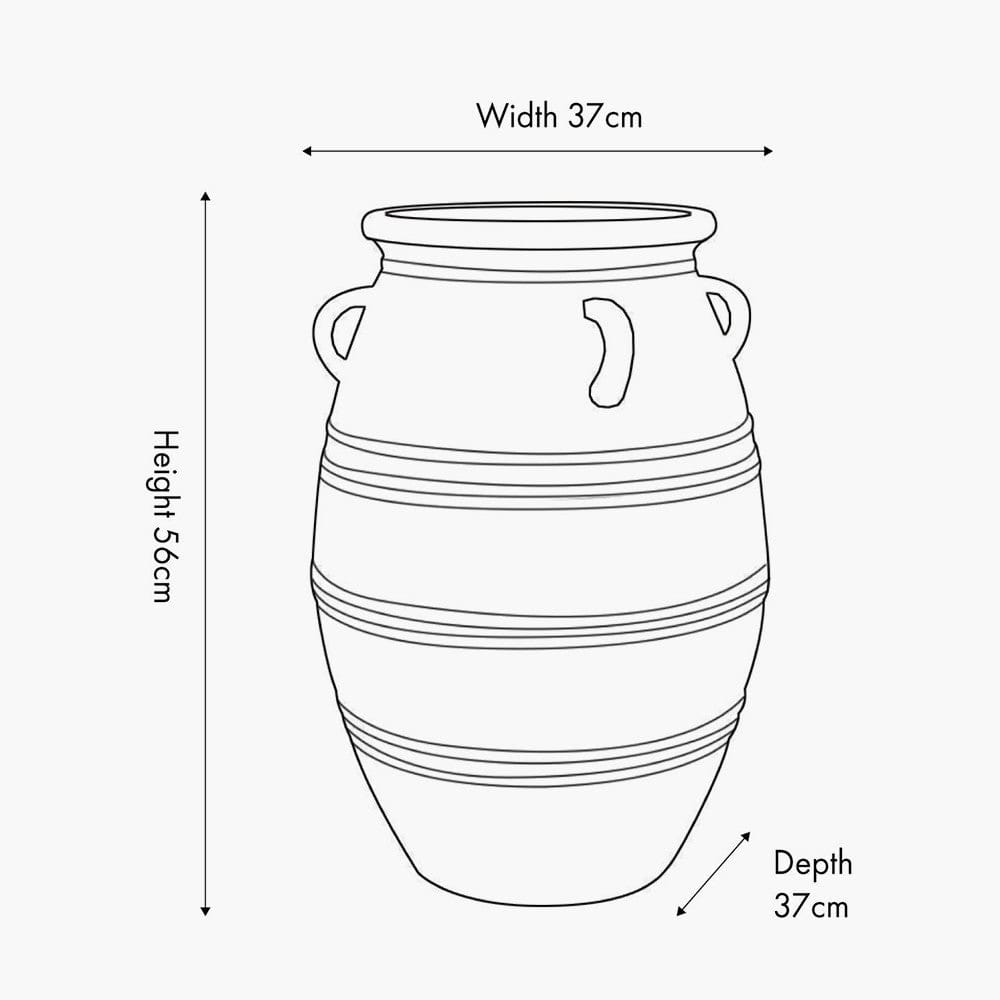 Grey Wash Fibrestone Decorative Vase with Handles Large.