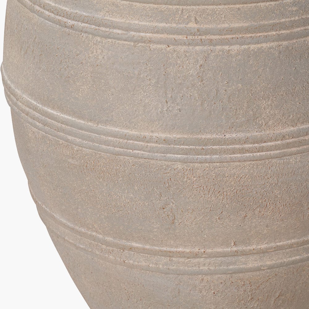 Grey Wash Fibrestone Decorative Vase with Handles Large.